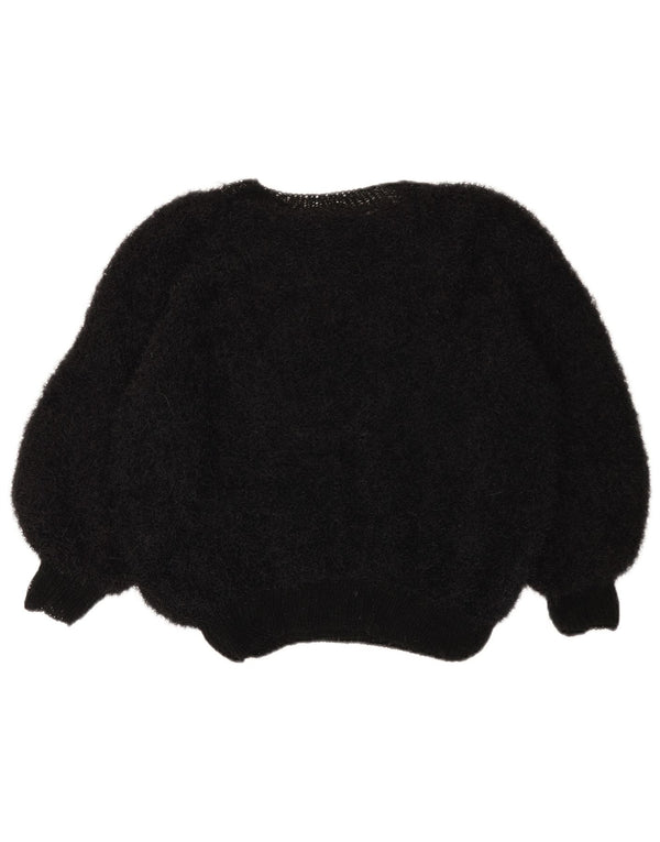Vintage kvinders 3/4 ærmer bådhals sweater UK 16 Large Black