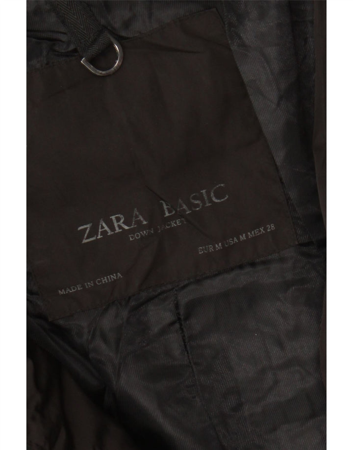 Zara Womens Polstret Frakke UK 12 Medium Sort Polyester