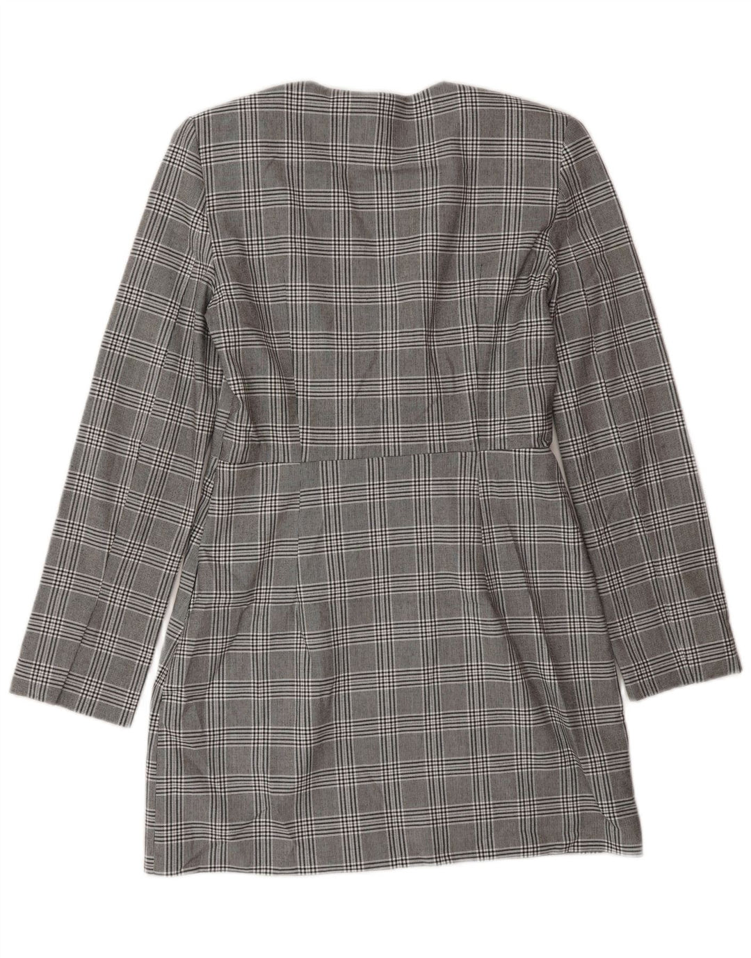 Zara Dame Langærmet Skift Kjole UK 12 Medium Grey Ternet polyester