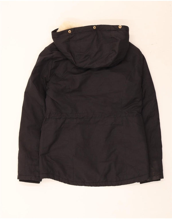 Topshop Dame Hætte Loose Fit Windbreaker Jacket UK 6 XS Sort Polyester