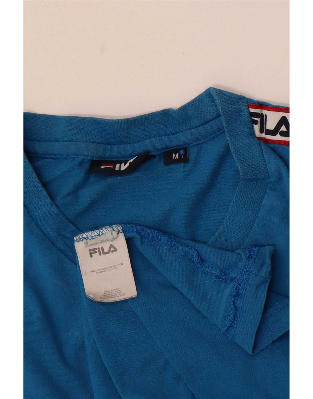 Fila Herre Grafisk T-Shirt Top Medium Blå Bomuld