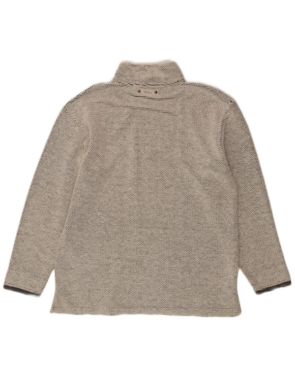 WEIRD FISH Herre Zip Neck Sweatshirt Jumper Large Grå Bomuld