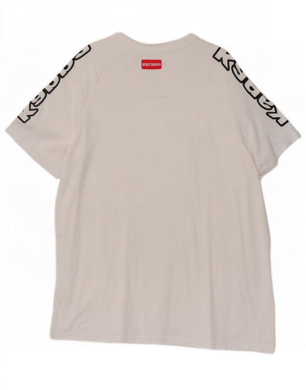 Kappa Herre Grafisk T-Shirt Top XL Hvid Bomuld
