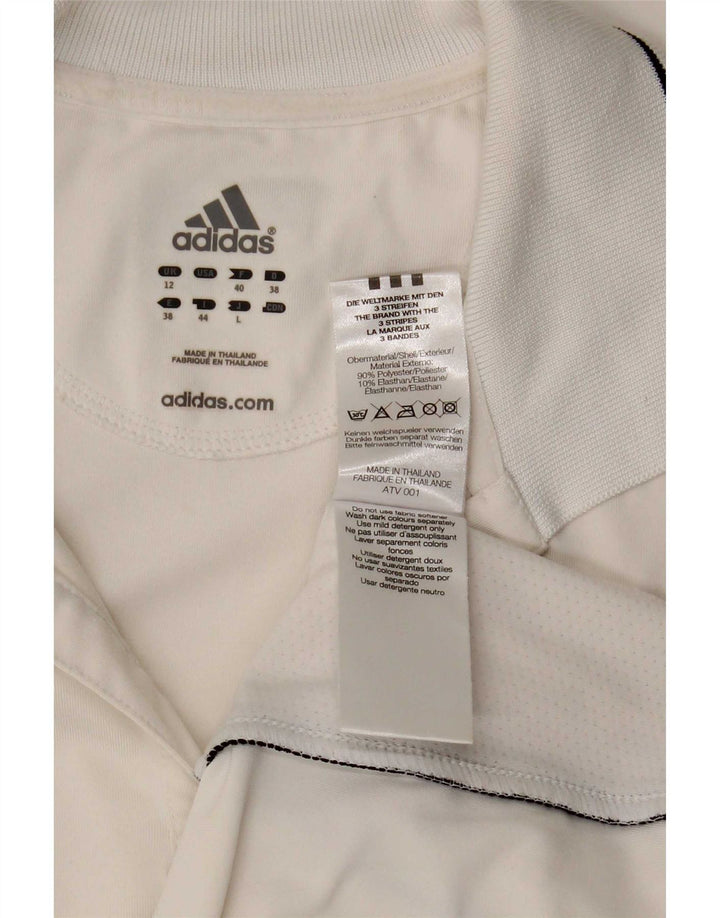 Adidas Dame Polo Shirt UK 12 Medium White Colourblock Polyester