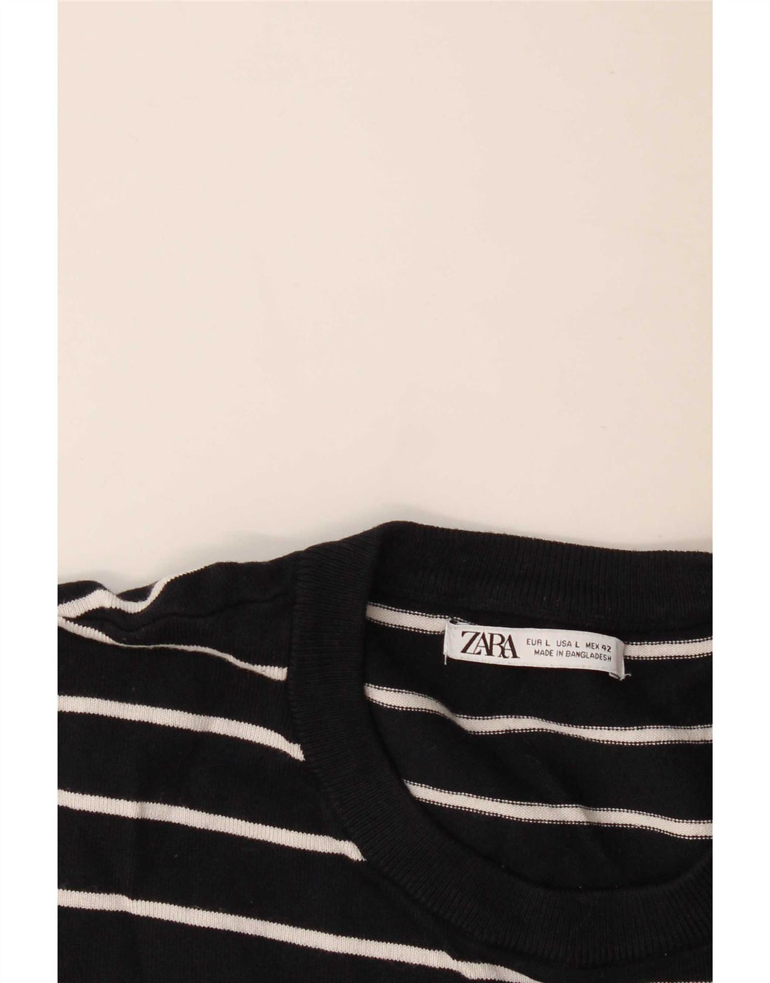 Zara Herre T-Shirt Top Stor Marineblå Stribet