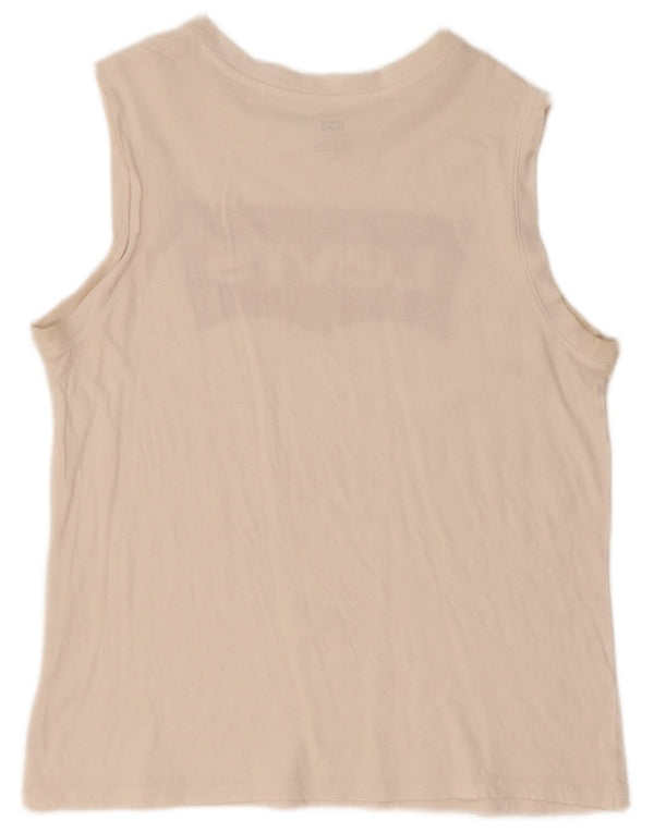 Levi's Kvinder Grafisk Vest Top UK 14 Medium Off White