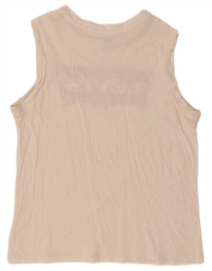 Levi's Kvinder Grafisk Vest Top UK 14 Medium Off White