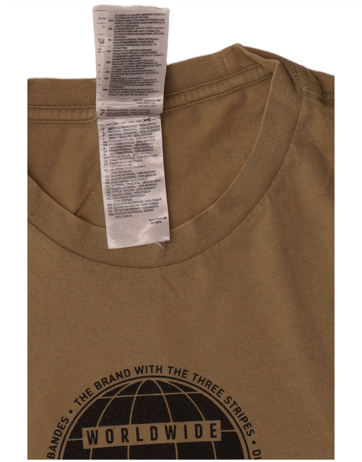 Adidas Herre Regular Graphic T-Shirt Top Lille Khaki Bomuld