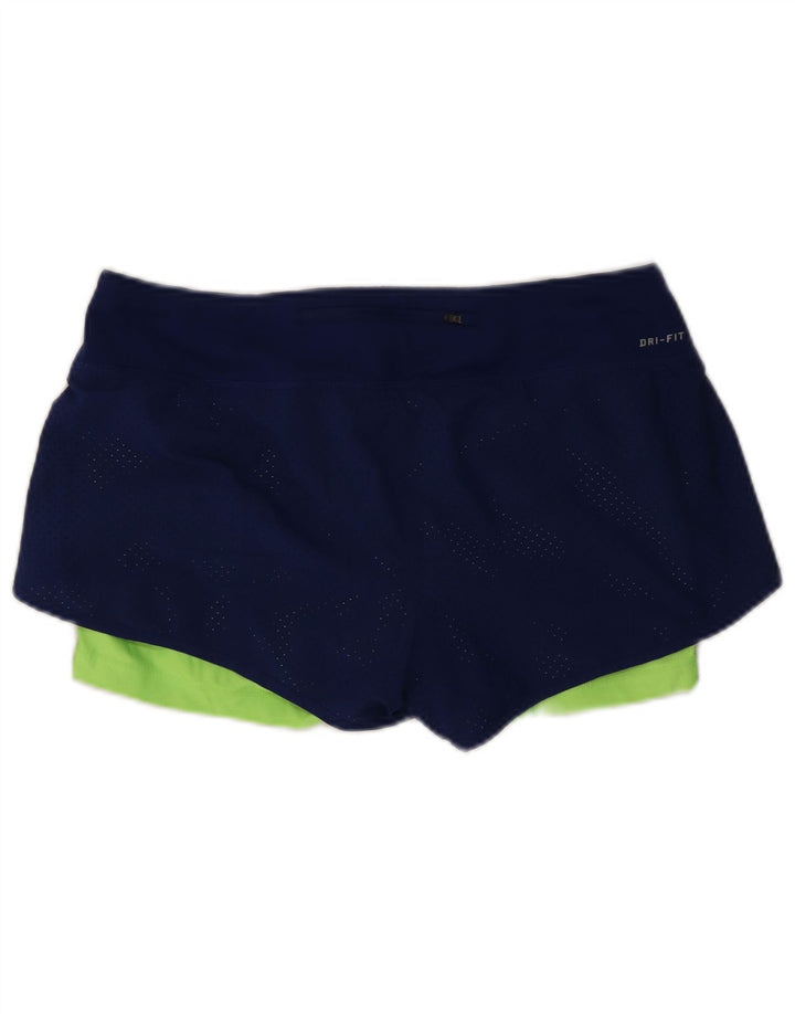 Nike Dame Dri Fit Sport Shorts UK 14 Medium Navy Blue Polyester