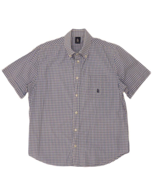 Marina Yachting Herre kortærmet skjorte størrelse 42 Large Blue Gingham Cotton