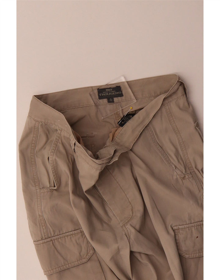 VINTAGE Mens Straight Cargo Trousers Medium W32 L32 Beige Cotton