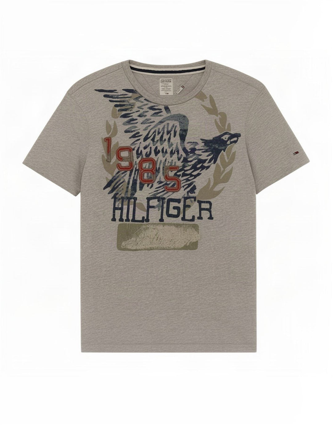 Tommy Hilfiger Herre grafisk T-shirt Top Medium Grey Flecked Bomuld