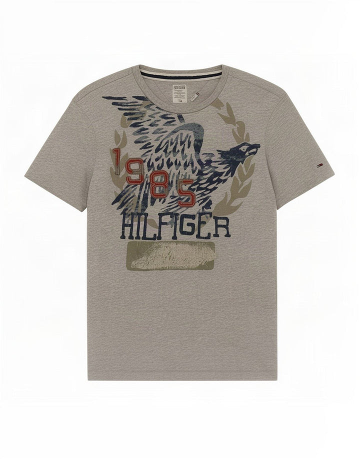 Tommy Hilfiger Herre grafisk T-shirt Top Medium Grey Flecked Bomuld