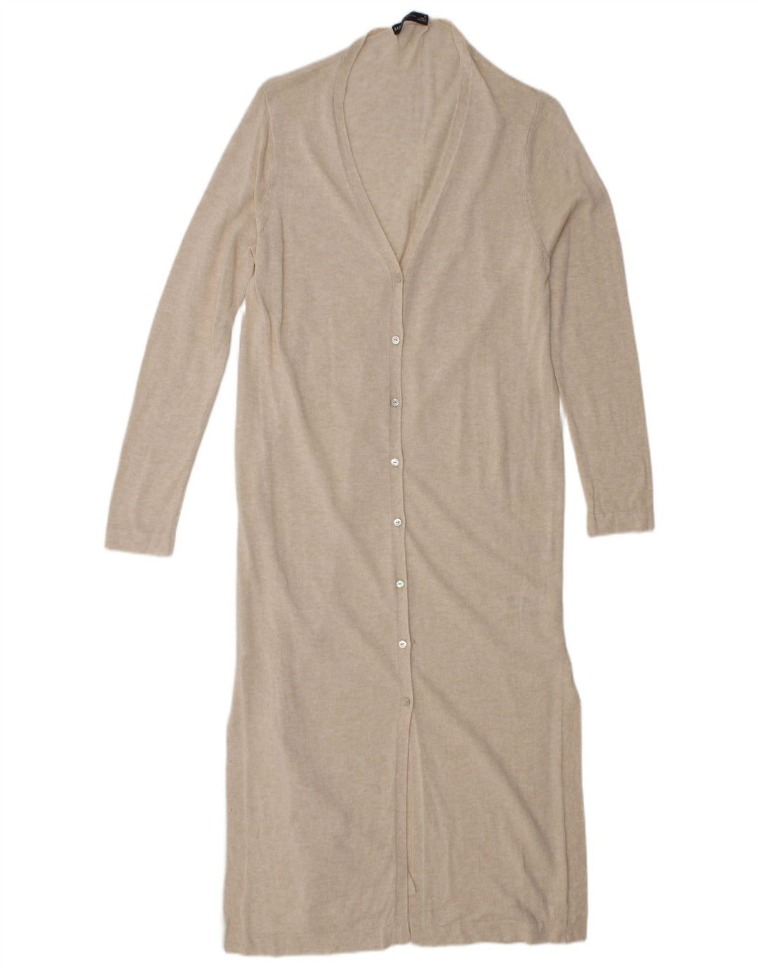 MARKS & SPENCER Dame Longline Cardigan Sweater UK 10 Small Beige Viscose