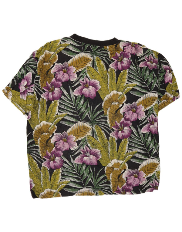 Vintage Herre T-shirt Top Medium Flerfarvet Floral Rayon