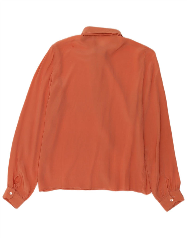 Vintage Dame Front Tie Shirt Bluse IT 44 Medium Orange