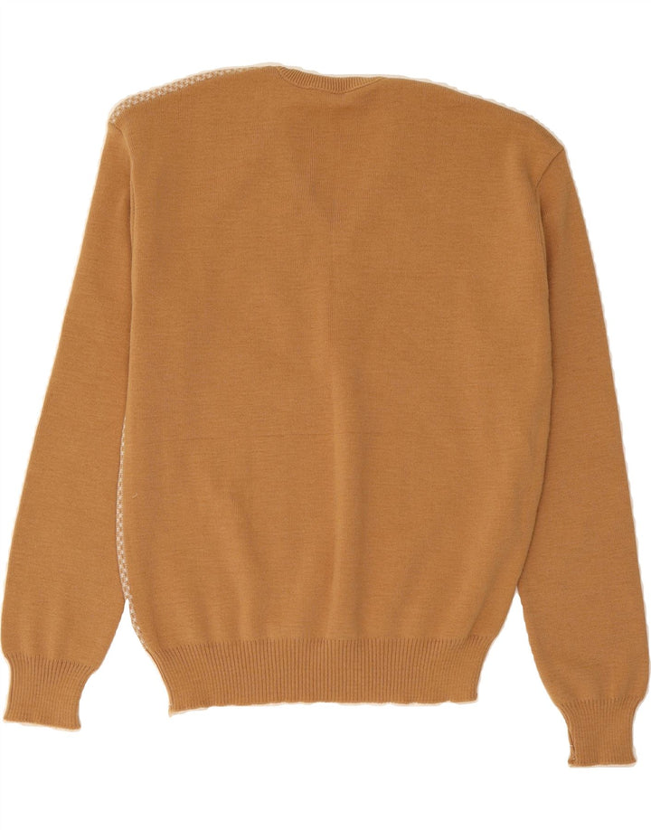 VINTAGE Mens V-Neck Jumper Sweater Medium Brown Vintage Vintage and Second-Hand Vintage from Messina Hembry 