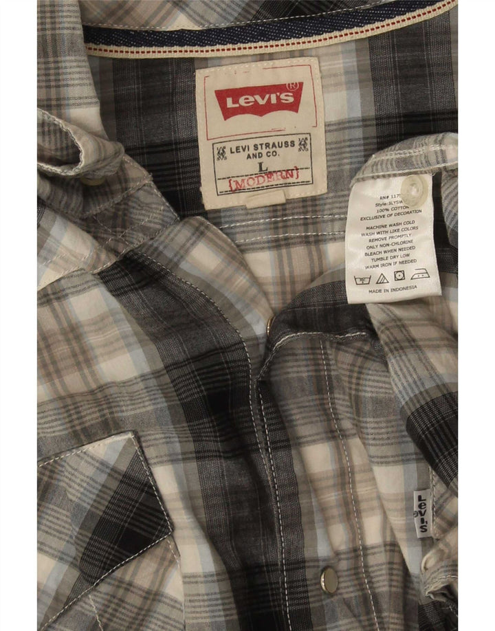 Levi's Herre moderne kortærmet skjorte, stor grå plaid bomuld