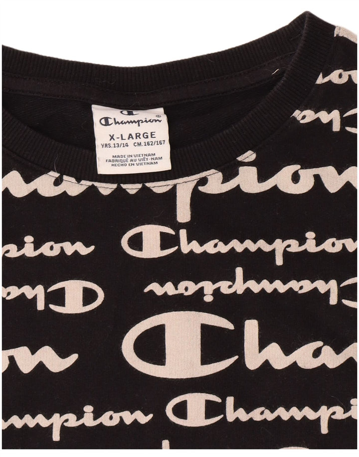 Champion Boys Grafisk Sweatshirt Jumper 13-14 år XL Sort