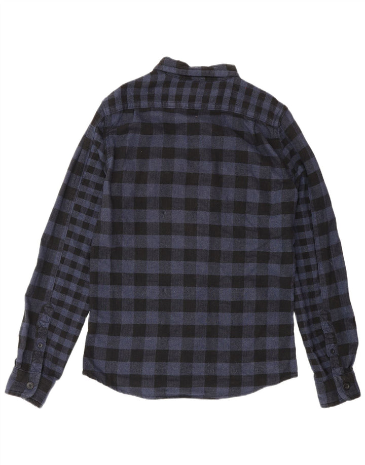 Superdry Flanelskjorte til mænd, lille marineblå ternet bomuld