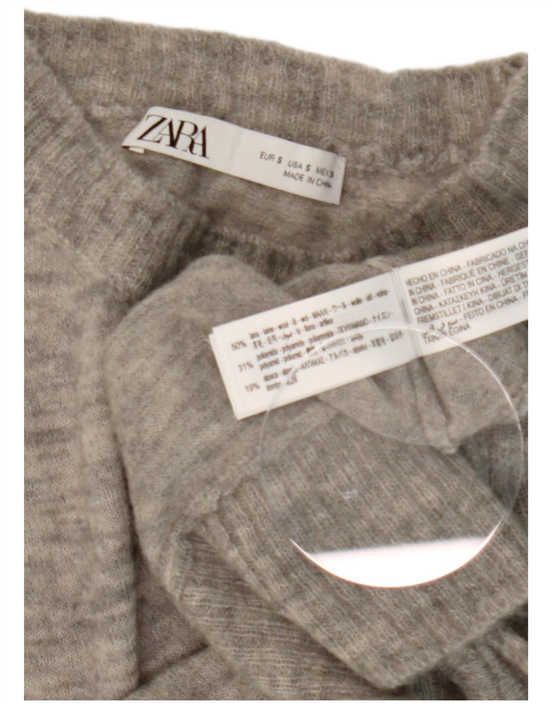 Zara Dame Oversized Turtle Neck Jumper Sweater UK 10 Small Grey Uld