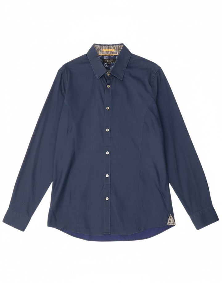 TED BAKER Mens Shirt Size 4 Large Blue Pinstripe Cotton