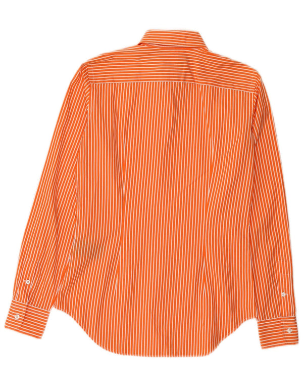 Ralph Lauren Womens Slim Fit Shirt US 2 XS Orange Pinstripe Cotton