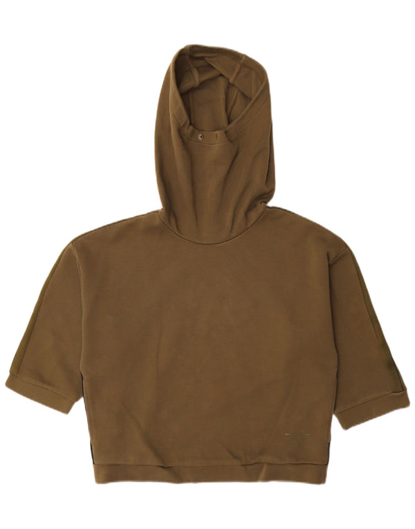 Puma hættetrøje med 3/4 ærmer til kvinder UK 10 Small Khaki Colourblock