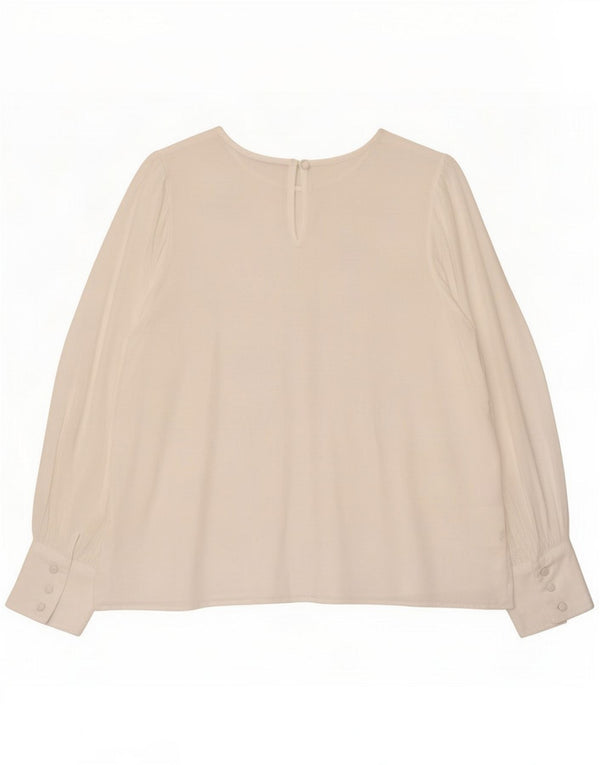 Marks & Spencer Dame Langærmet Bluse Top UK 24 4XL Hvid Viscose