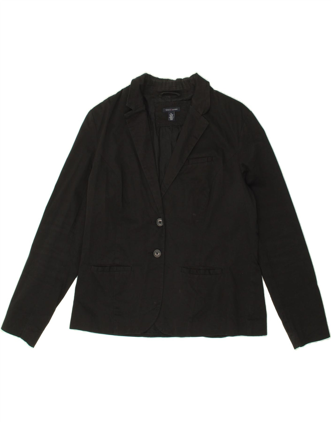 TOMMY HILFIGER Womens 2 Button Blazer Jacket UK 18 XL Black Cotton Vintage Tommy Hilfiger and Second-Hand Tommy Hilfiger from Messina Hembry 