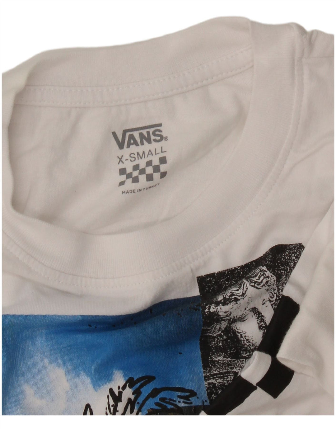 VANS Dame Crop Grafisk Top Langærmet UK 6 XS Hvid