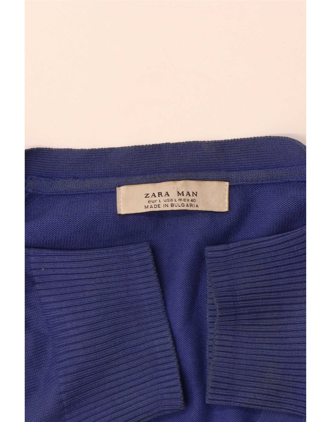 Zara Herre Cardigan Sweater Large Blue
