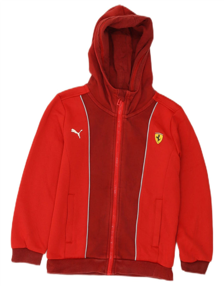 Puma Boys Ferrari hættetrøje med lynlås 7-8 år Rød Colourblock Polyester