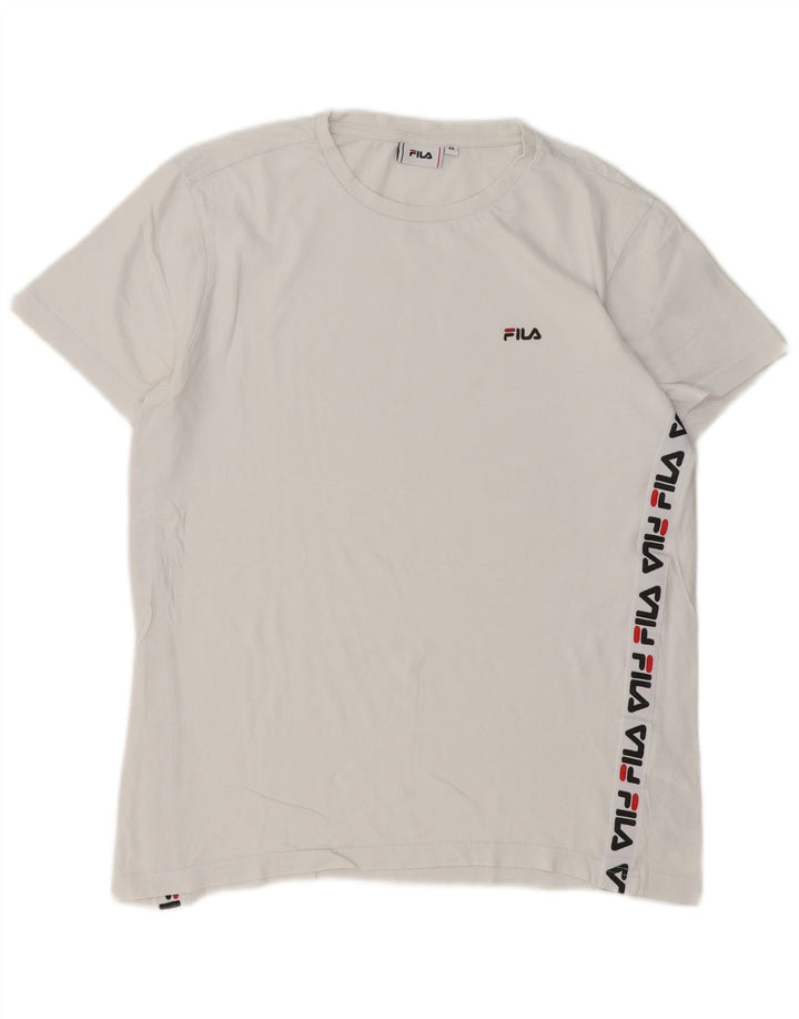 Fila Herre Grafisk T-Shirt Top Medium Hvid Bomuld
