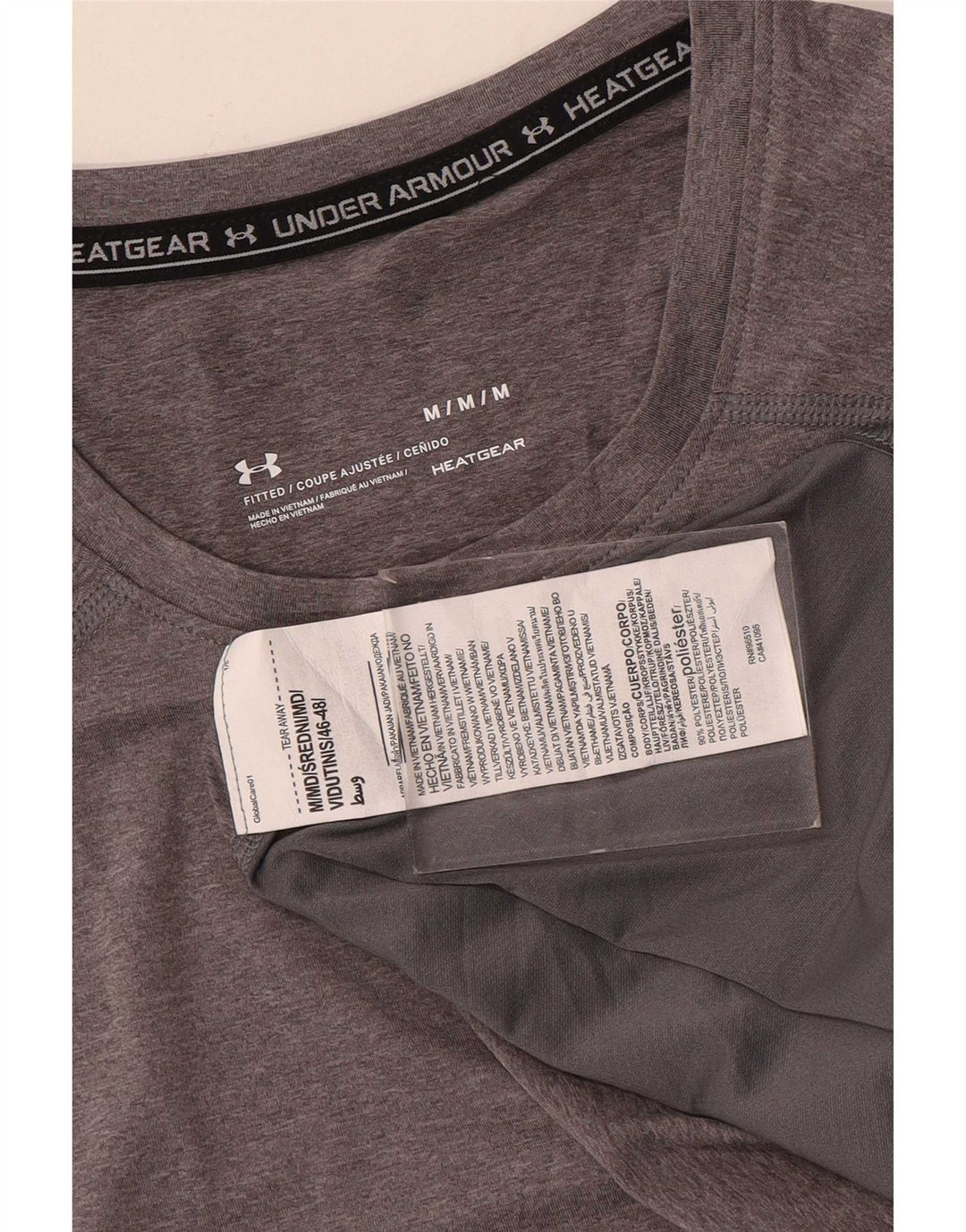 Under Armour Herre Heat Gear T-Shirt Top Medium Grey Flecked Polyester