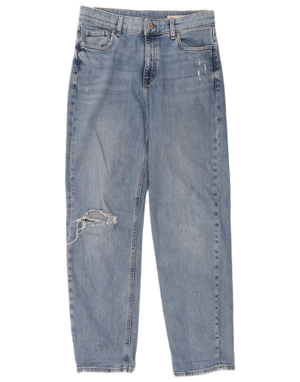 Marks & Spencer Dame Distressed Tapered Jeans UK 10 Small W30 L29 Blue