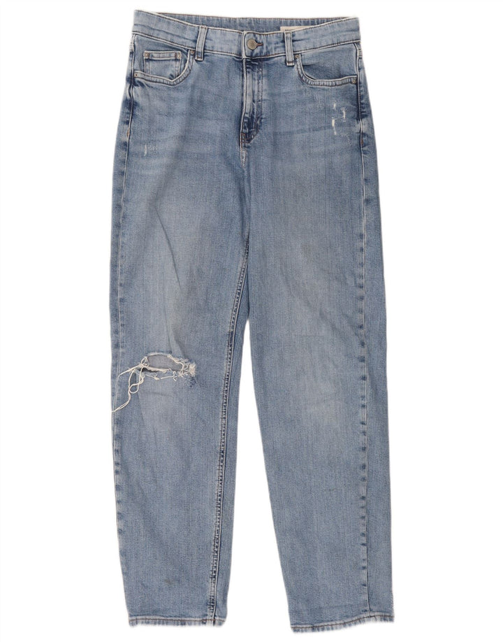 Marks & Spencer Dame Distressed Tapered Jeans UK 10 Small W30 L29 Blue