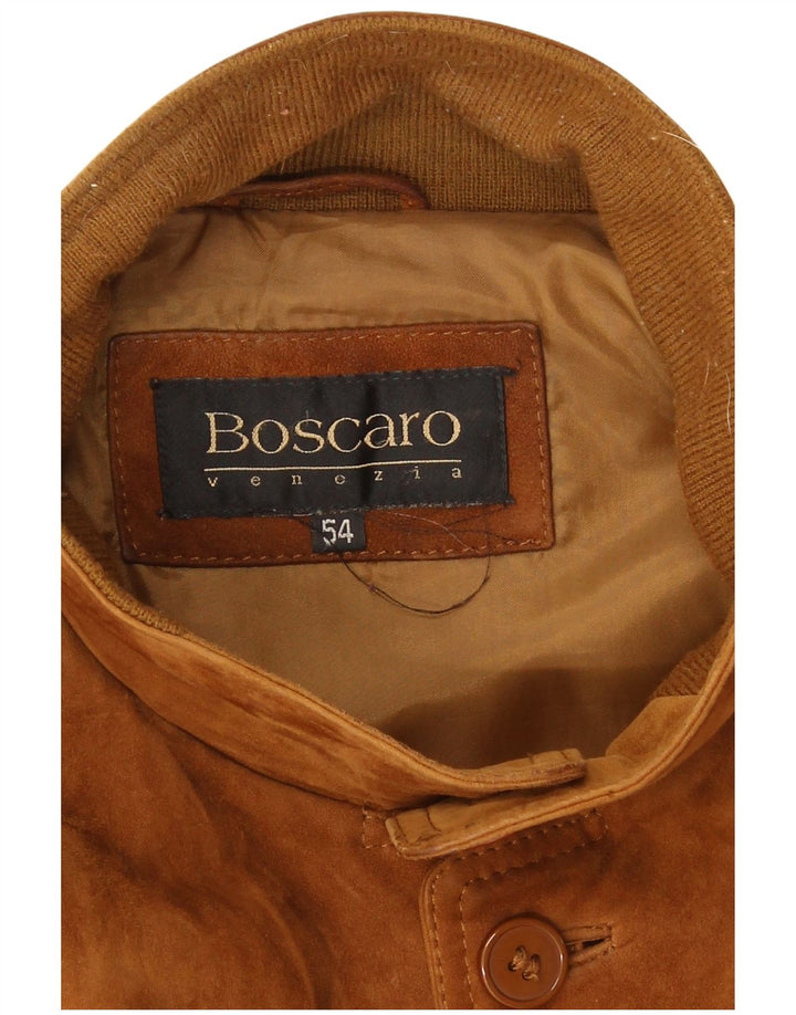 Vintage herre ruskind bomberjakke IT 54 2XL Brun