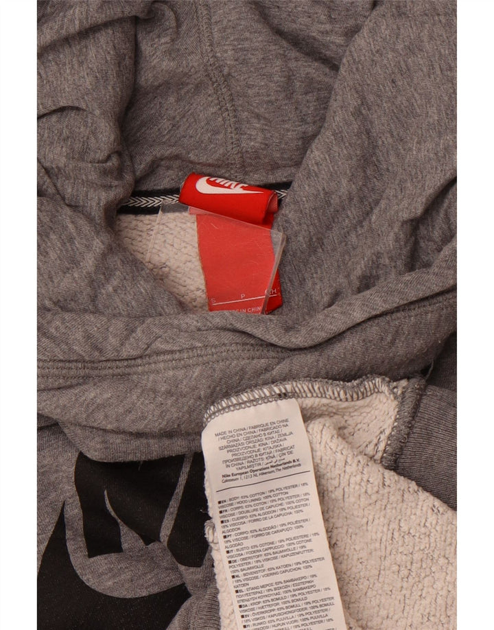 NIKE grafisk hættetrøje til kvinder UK 10 Lille grå bomuld