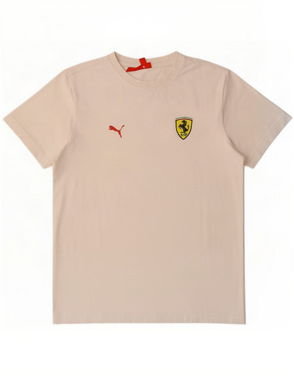 Puma Herre Ferrari Grafisk T-Shirt Top Medium Hvid Bomuld