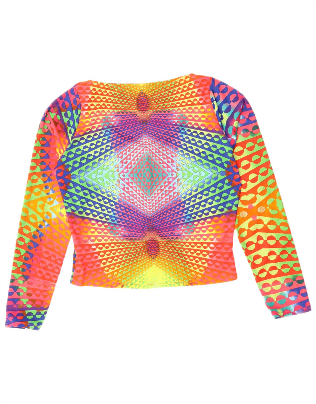 Naracamicee Womens Crop Top UK 12 Medium Flerfarvet geometrisk silke