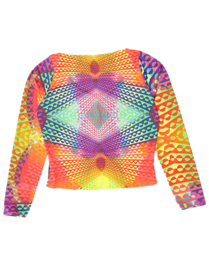 Naracamicee Womens Crop Top UK 12 Medium Flerfarvet geometrisk silke
