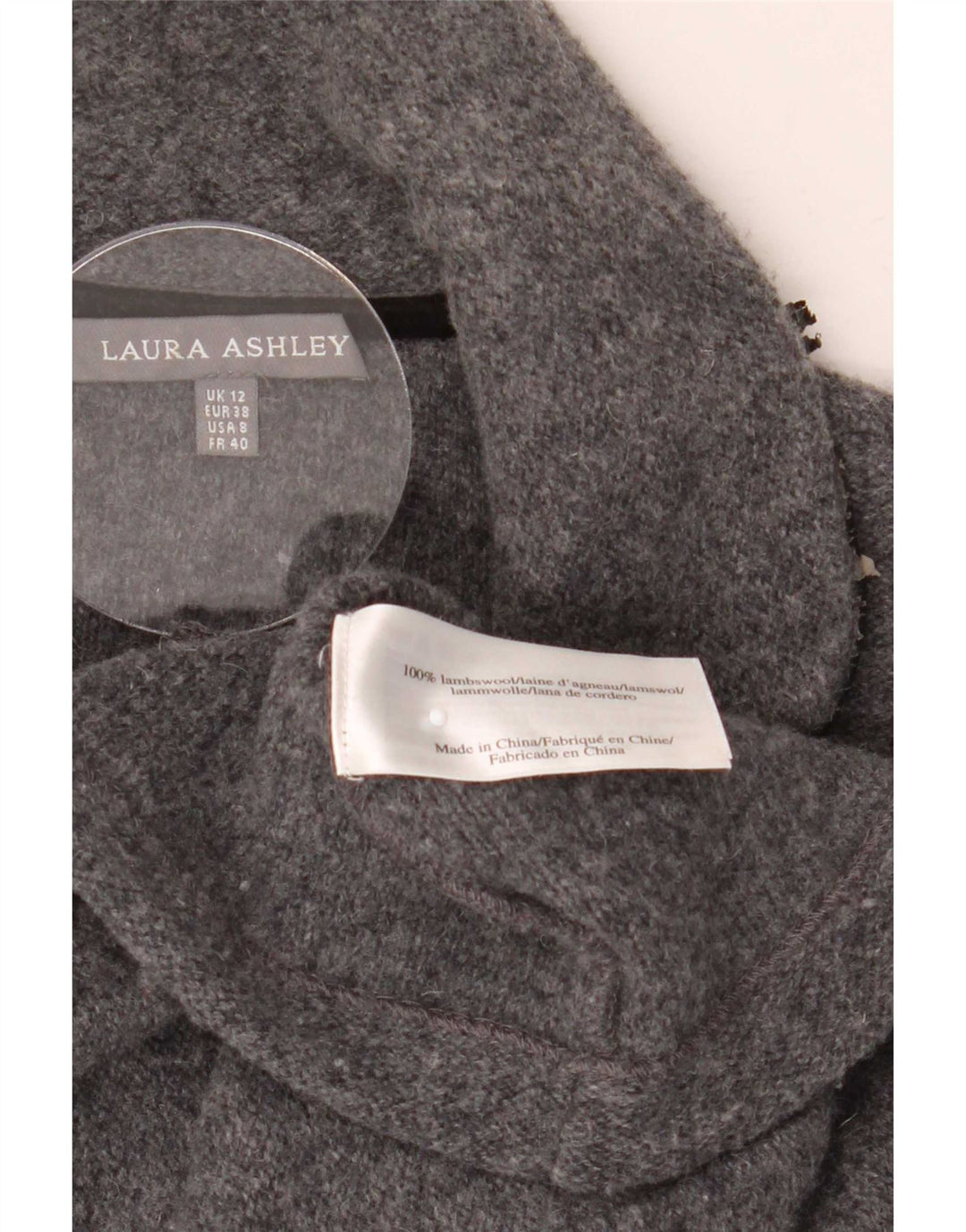 Laura Ashley Dame Cardigan Sweater UK 12 Medium Grey Lammeuld