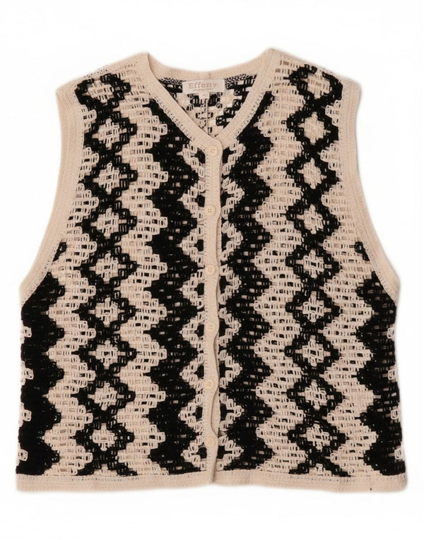 Vintage Womens Crop Ærmeløs cardigan sweater UK 14 Medium Off White