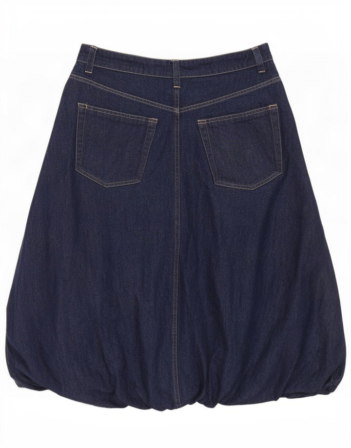 Zara Dame Denim Bubble Skirt Large W30 Navy Blue Bomuld