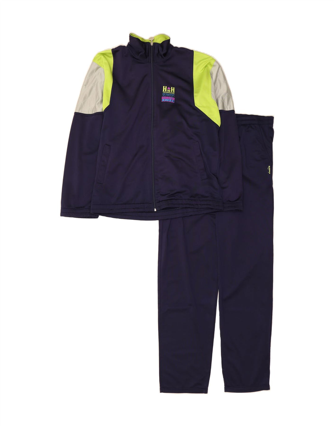 DIADORA Mens Full Tracksuit UK 42 Large  Navy Blue Colourblock Polyester Vintage Diadora and Second-Hand Diadora from Messina Hembry 
