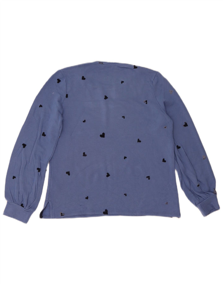 Oasis Womens Abstrakt mønster Sweatshirt Jumper UK 12 Medium Blue Viscose
