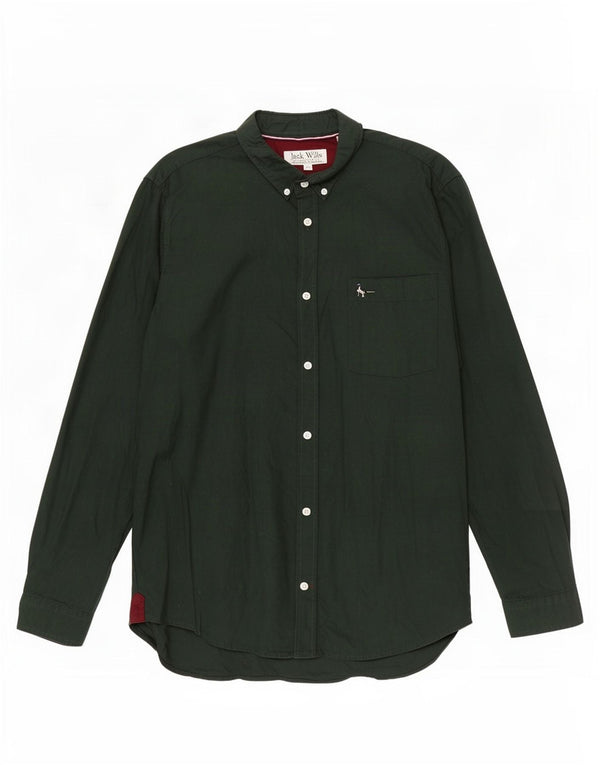 Jack Wills Herre Slim Fit skjorte XL Grøn bomuld