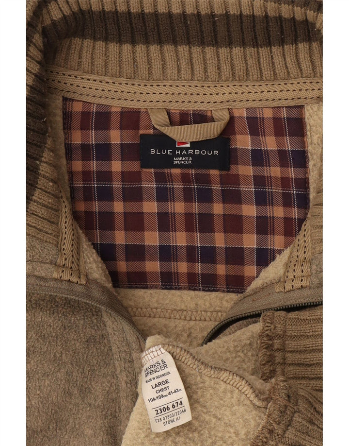 Marks & Spencer Herre Blue Harbor Træningsdragt Topjakke Stor Beige Flecked