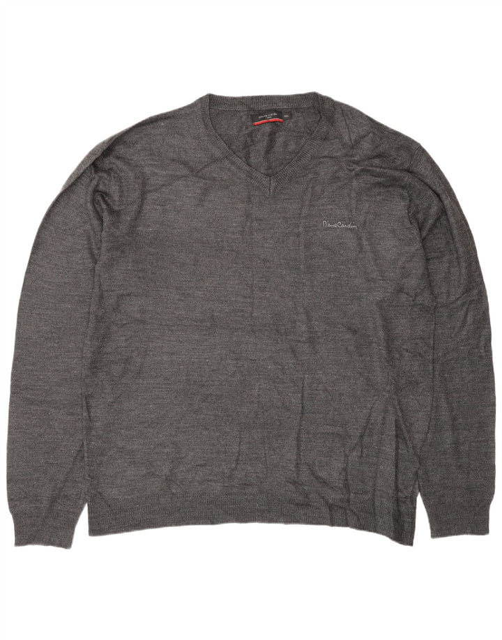 Pierre Cardin Herre V-hals sweater 4XL Grå Akryl